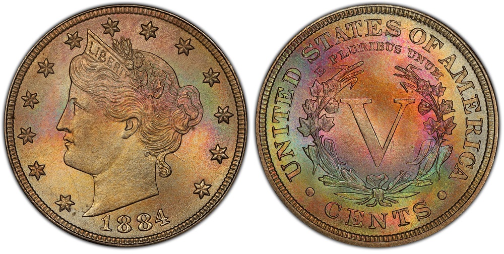 Historical Philadelphia Mint building circa 1880s or group of 1884 Liberty Head nickels in various grades